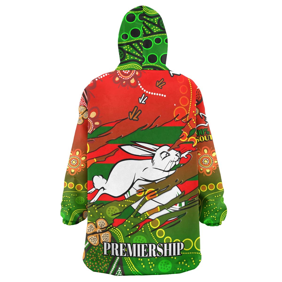 Rabbitohs Rugby Snug Hoodie - Custom 100% South Rabbitohs Premiership Rugby with Aboriginal Culture Player And Number Wearable Blanket Hoodie RLT14 - Vibe Hoodie Shop