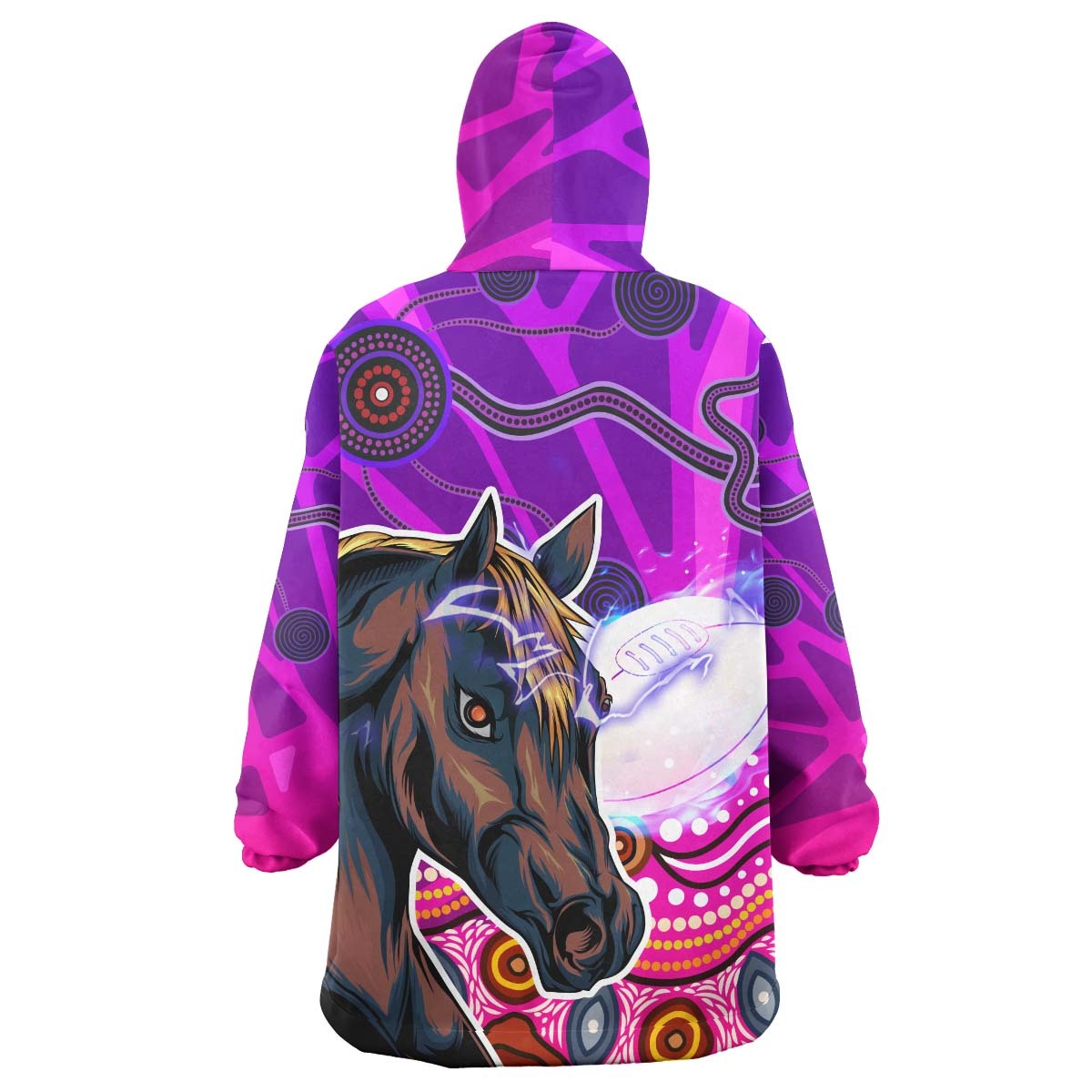 Broncos Rugby Snug Hoodie - Custom Low Poly Aboriginal Horse Dot Painting Wearable Blanket Hoodie RLT14 - Vibe Hoodie Shop