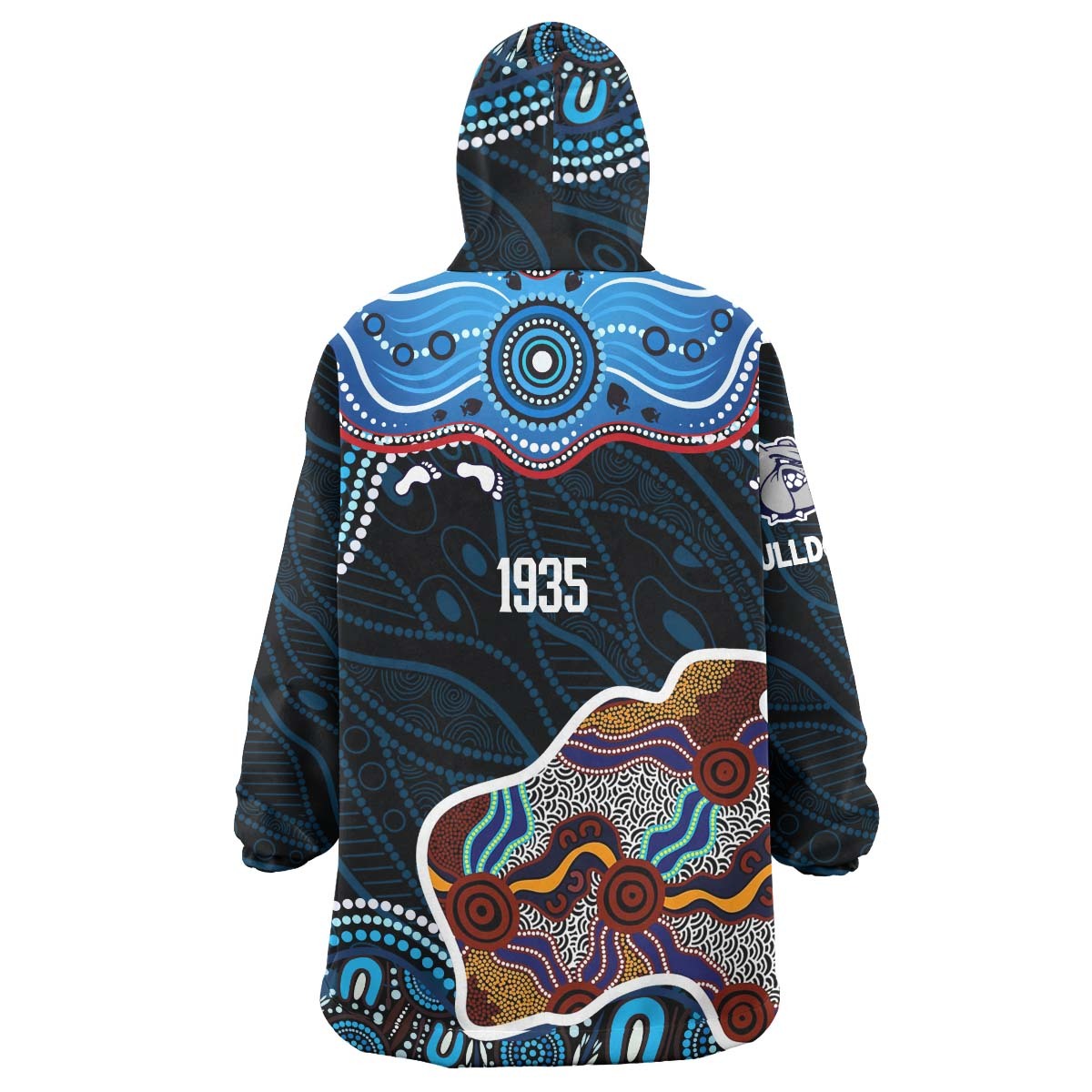 Bulldogs Rugby Snug Hoodie - Bulldogs Rugby Ball with Contemporary Style Of Aboriginal Dot Painting Wearable Blanket Hoodie RLT14 - Vibe Hoodie Shop