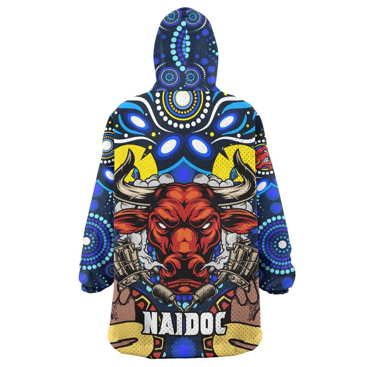 Cowboys Rugby Snug Hoodie - Custom Naidoc Week "Get up! Stand up! Show up!" with Aboriginal Dot Painting Style Wearable Blanket Hoodie RLT14 - Vibe Hoodie Shop