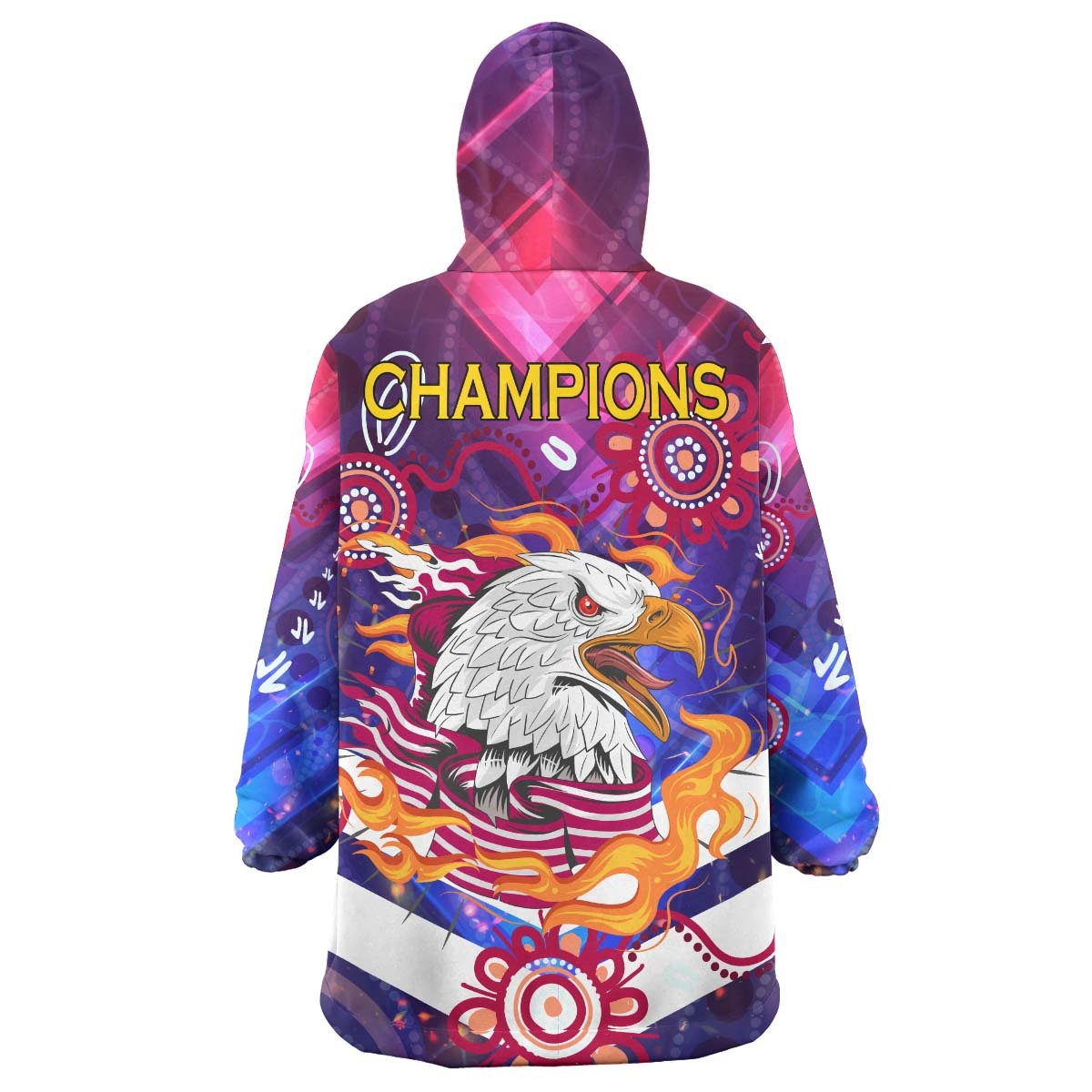 Sea Eagles Rugby Snug Hoodie - Custom Sea Eagles Champions with Aboriginal Abstract Dot Painting Player And Number Wearable Blanket Hoodie RLT14 - Vibe Hoodie Shop