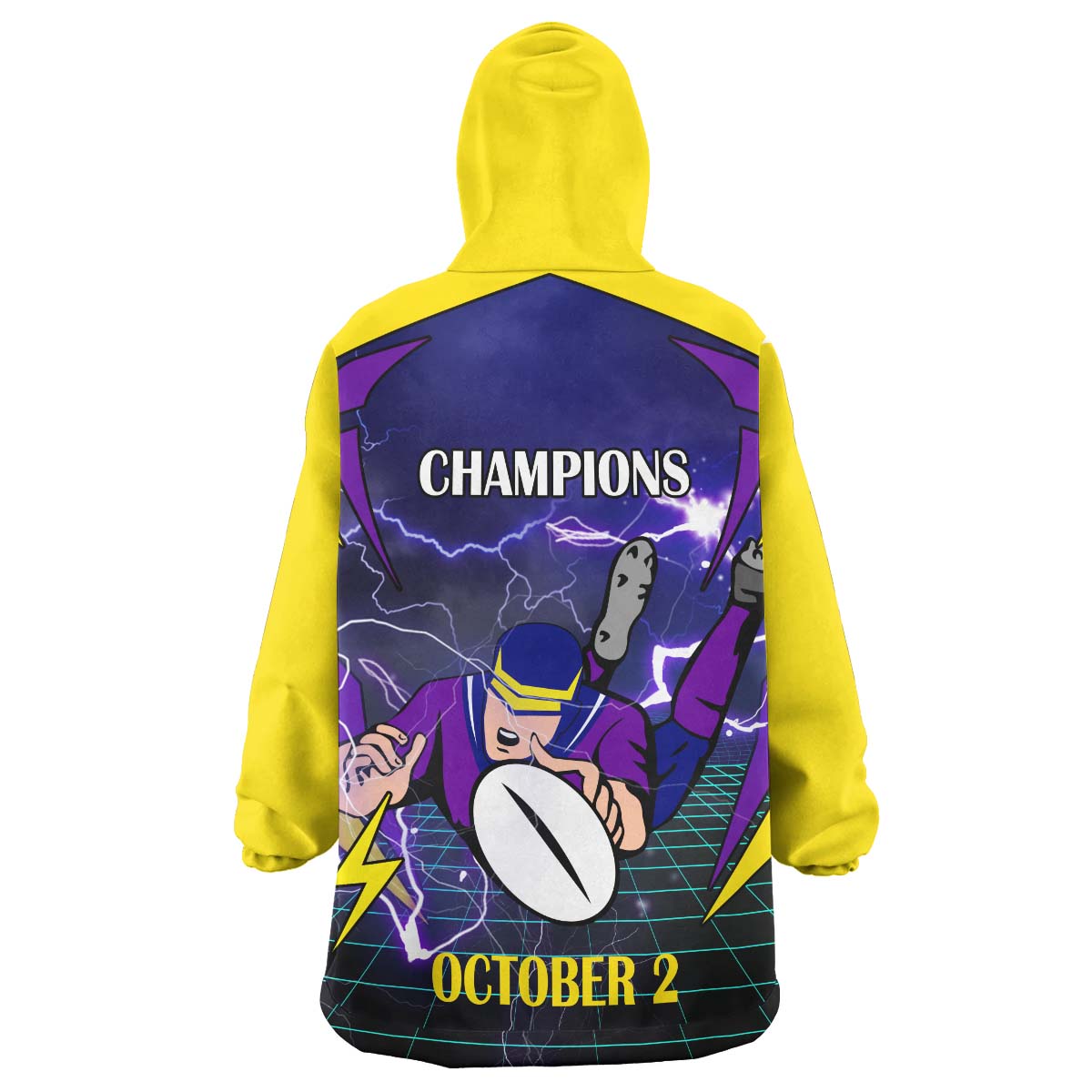 Storm Rugby Snug Hoodie - Custom Final Series Champions Storm Rugby League Player And Number Wearable Blanket Hoodie - Vibe Hoodie Shop