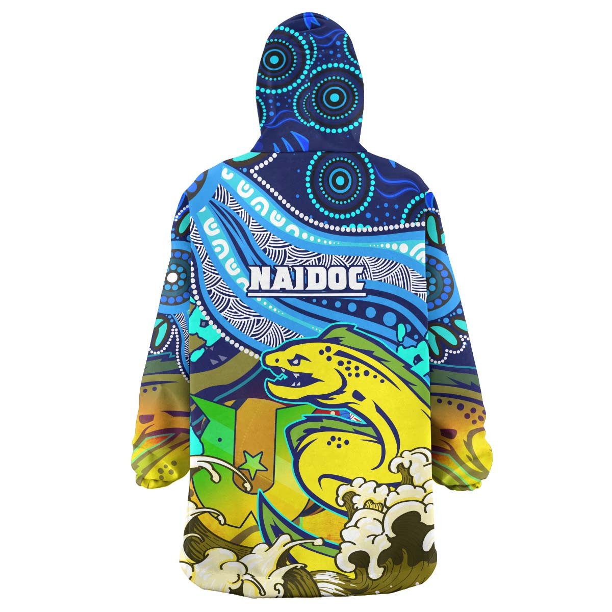 Eels Rugby Snug Hoodie - Custom Paramata Eels Naidoc Week Celebrations "Get up! Stand up! Show up!" with Aboriginal Patterns Wearable Blanket Hoodie RLT14 - Vibe Hoodie Shop