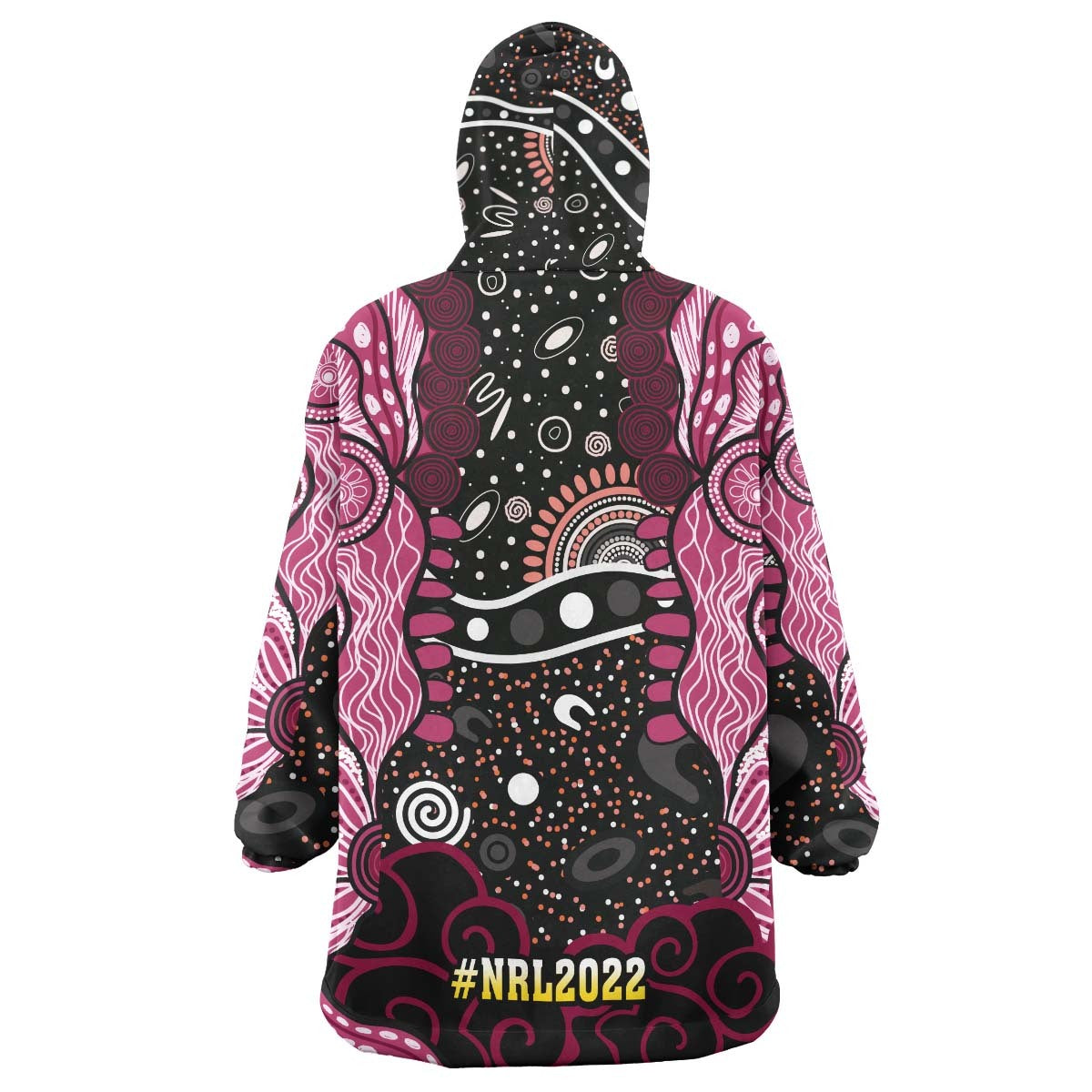 Sea Eagles Rugby Snug Hoodie - Custom Muscular Eagles with Rugby Ball and Aboriginal Indigenous Style Wearable Blanket Hoodie RLT14 - Vibe Hoodie Shop