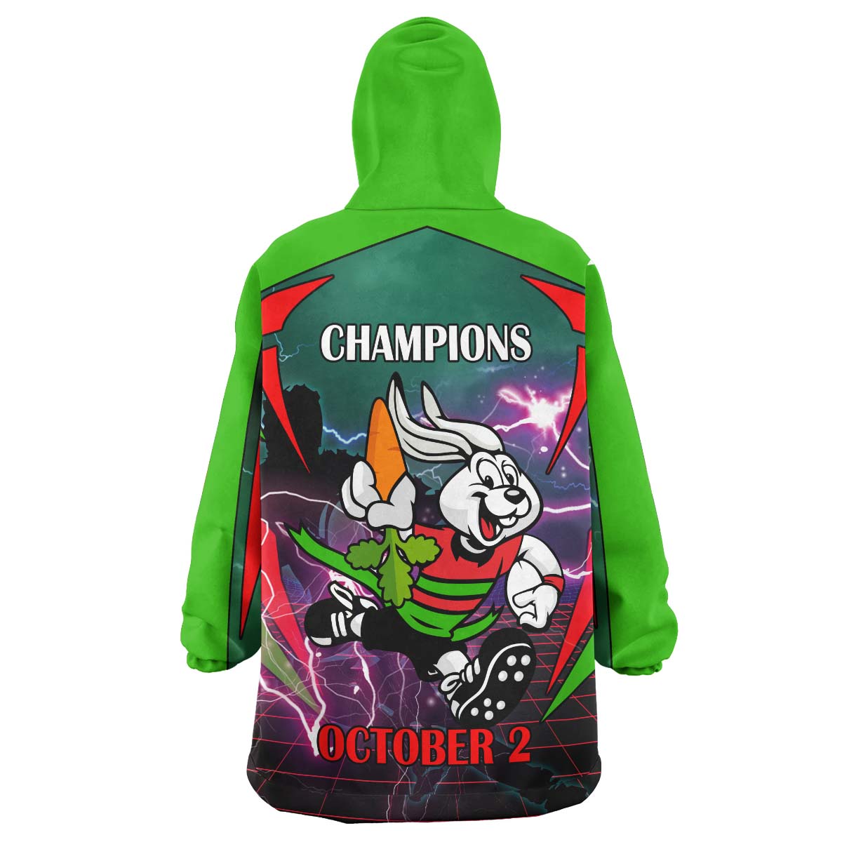 Rabbitohs Rugby Snug Hoodie - Custom Final Series Champions Rabbitohs Rugby League Player And Number Wearable Blanket Hoodie - Vibe Hoodie Shop