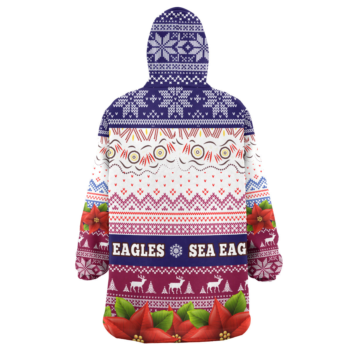 Sea Eagles Rugby Chrstmas Snug Hoodie - Custom Sea Eagles Ugly Christmas Knitted Wearable Blanket Hoodie - Vibe Hoodie Shop