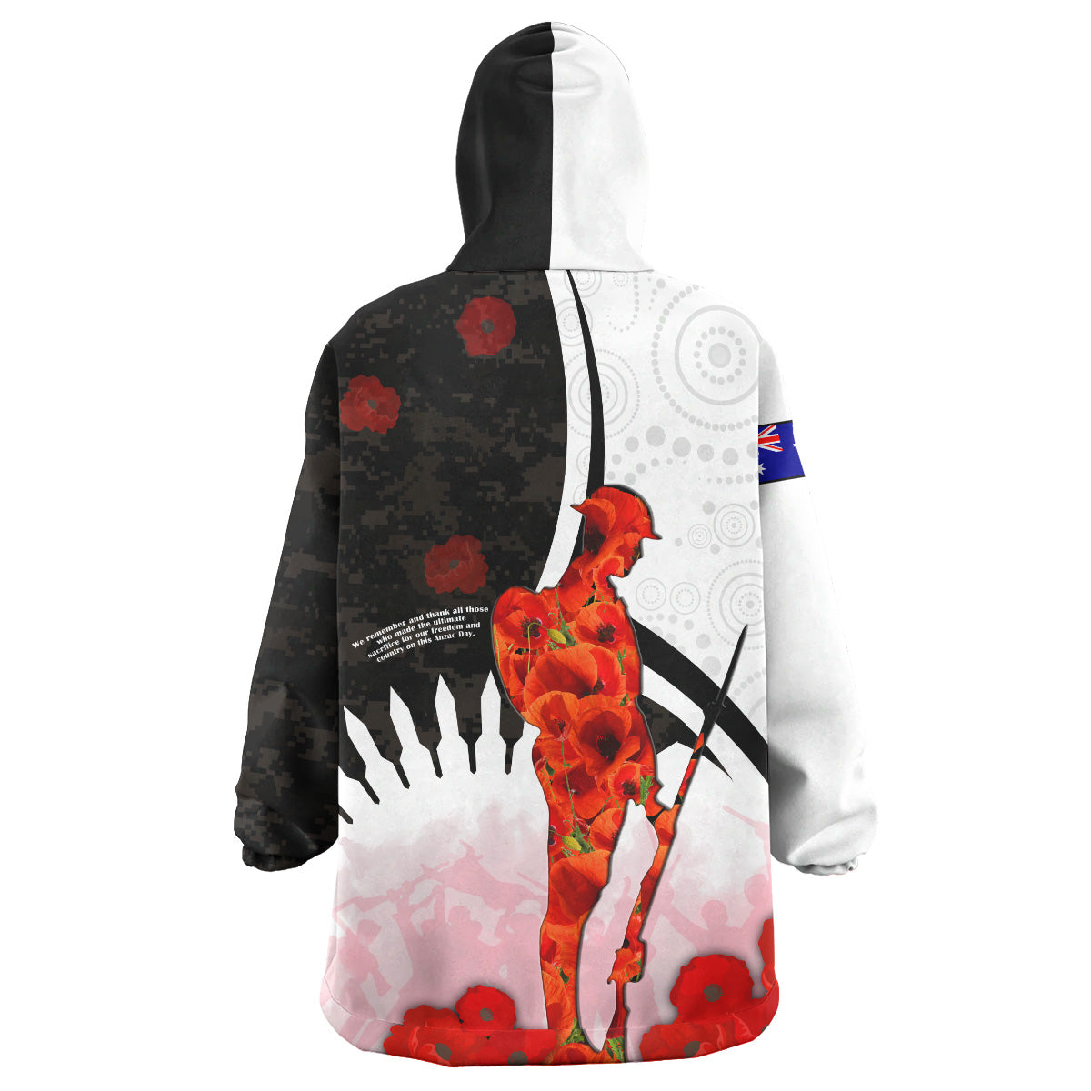 Australia Anzac Day Wearable Blanket Hoodie - Custom Lest We Forget Poppies Soldier Blood In My Heroes Wearable Blanket Hoodie - Vibe Hoodie Shop