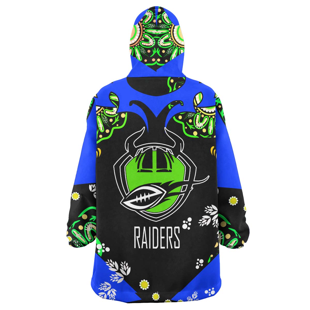 Raiders Rugby Snug Hoodie - Custom Personalised Raiders with Aboriginal Culture League Rugby Team Player And Number Wearable Blanket Hoodie - Vibe Hoodie Shop