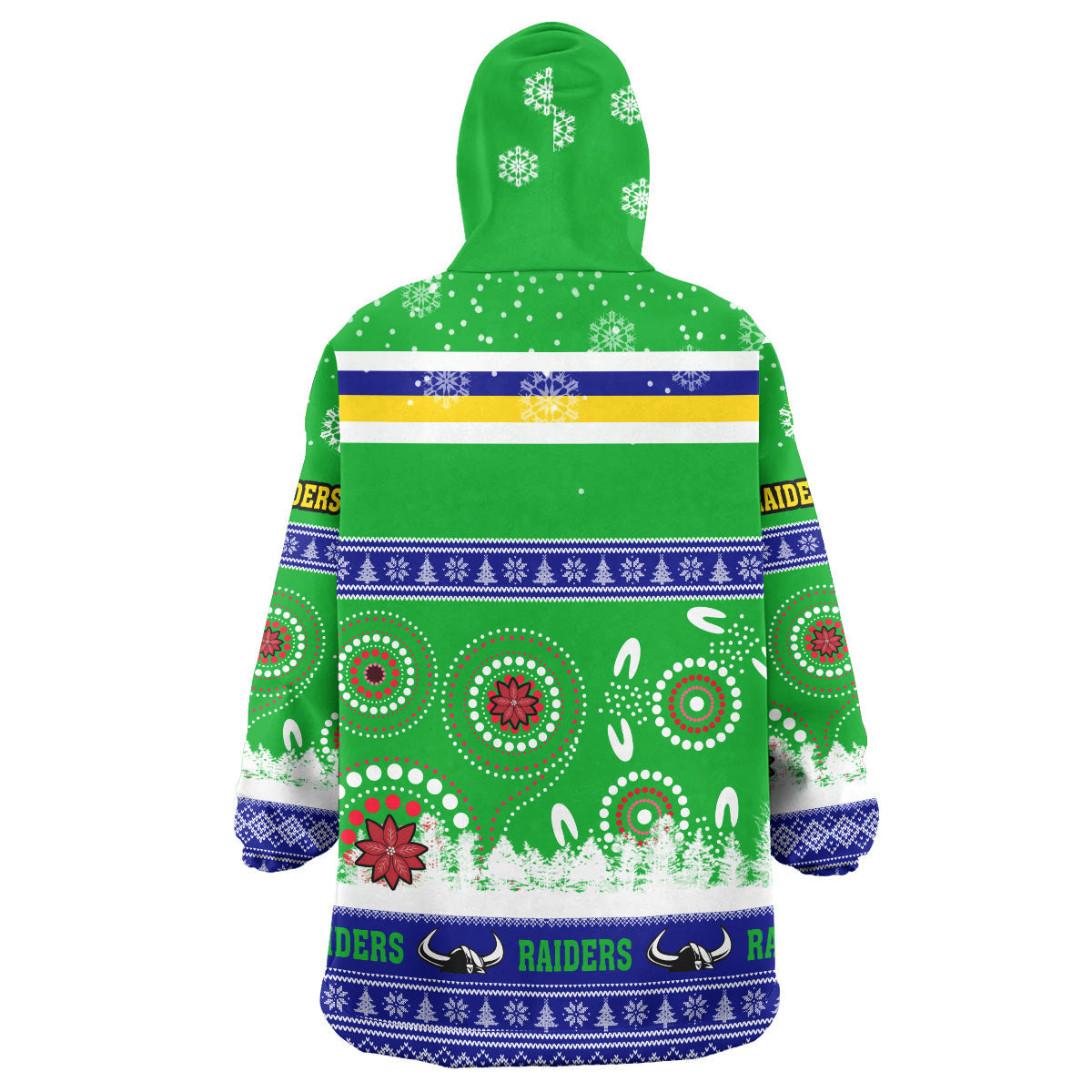 Raiders Rugby Christmas Snug Hoodie - Custom Raiders Ugly Christmas And Aboriginal Patterns Wearable Blanket Hoodie - Vibe Hoodie Shop