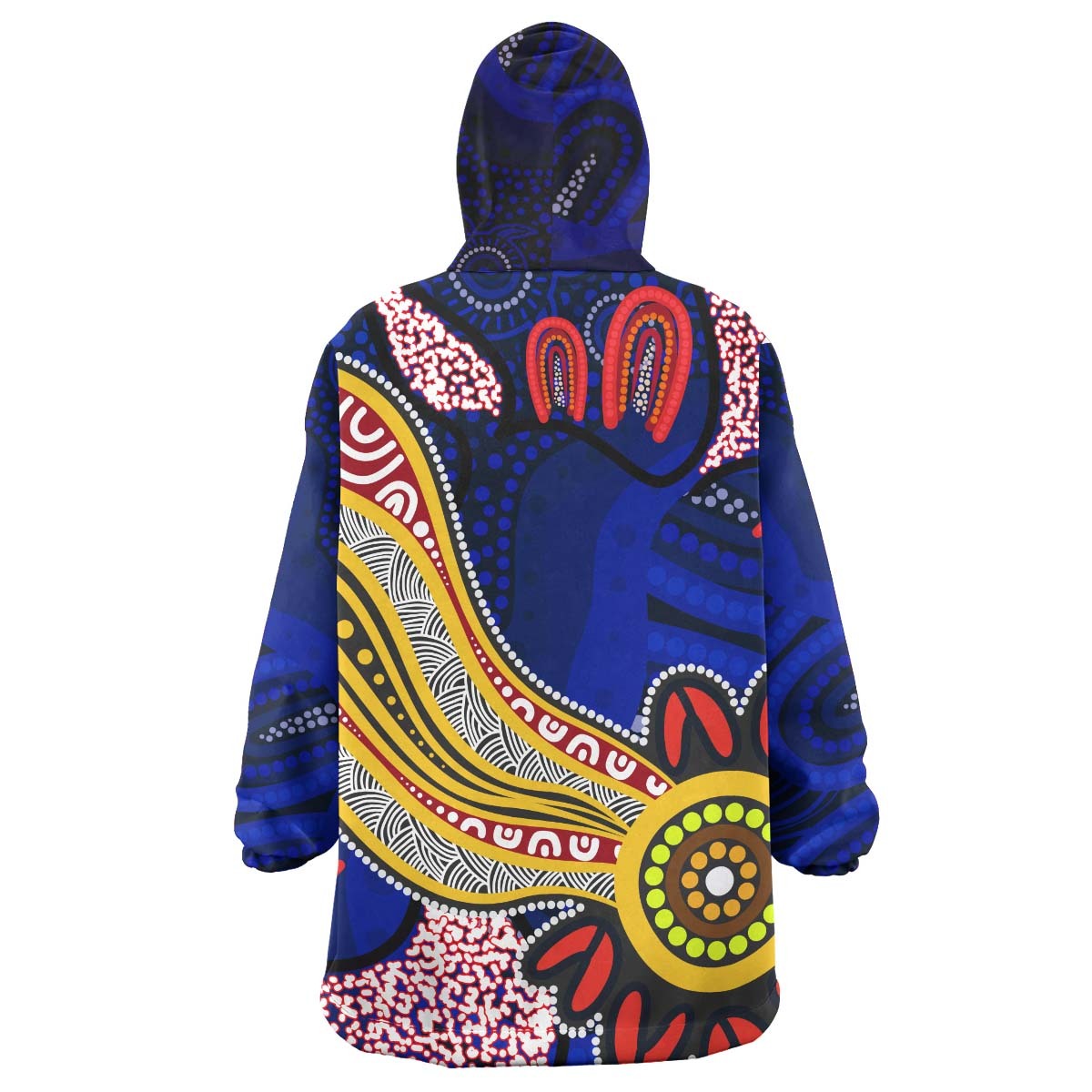 Roosters Rugby Snug Hoodie - Custom Angry Rooster Rugby with Aboriginal Indigenous Dot Painting Style Wearable Blanket Hoodie RLT14 - Vibe Hoodie Shop