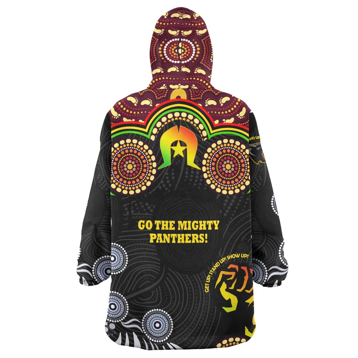 Panthers Rugby Snug Hoodie - Naidoc Panthers Indigenous and Torres Strait Aboriginal Style Wearable Blanket Hoodie RLT14 - Vibe Hoodie Shop