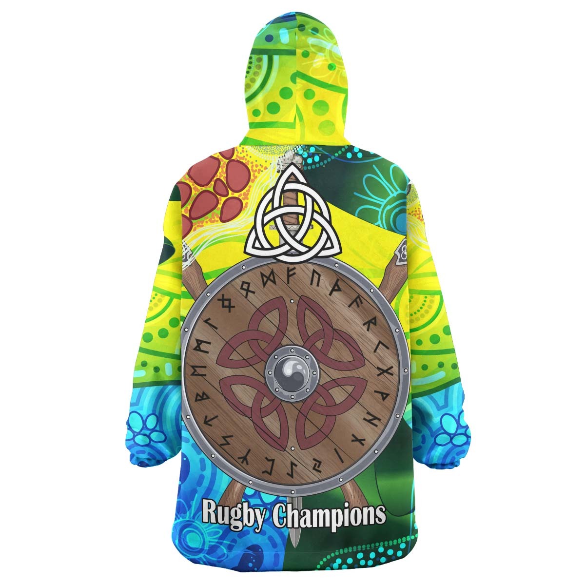 Raiders Rugby Snug Hoodie - Custom Vikings Pride with Aboriginal Dot Painting Style Player And Number Wearable Blanket Hoodie RLT14 - Vibe Hoodie Shop