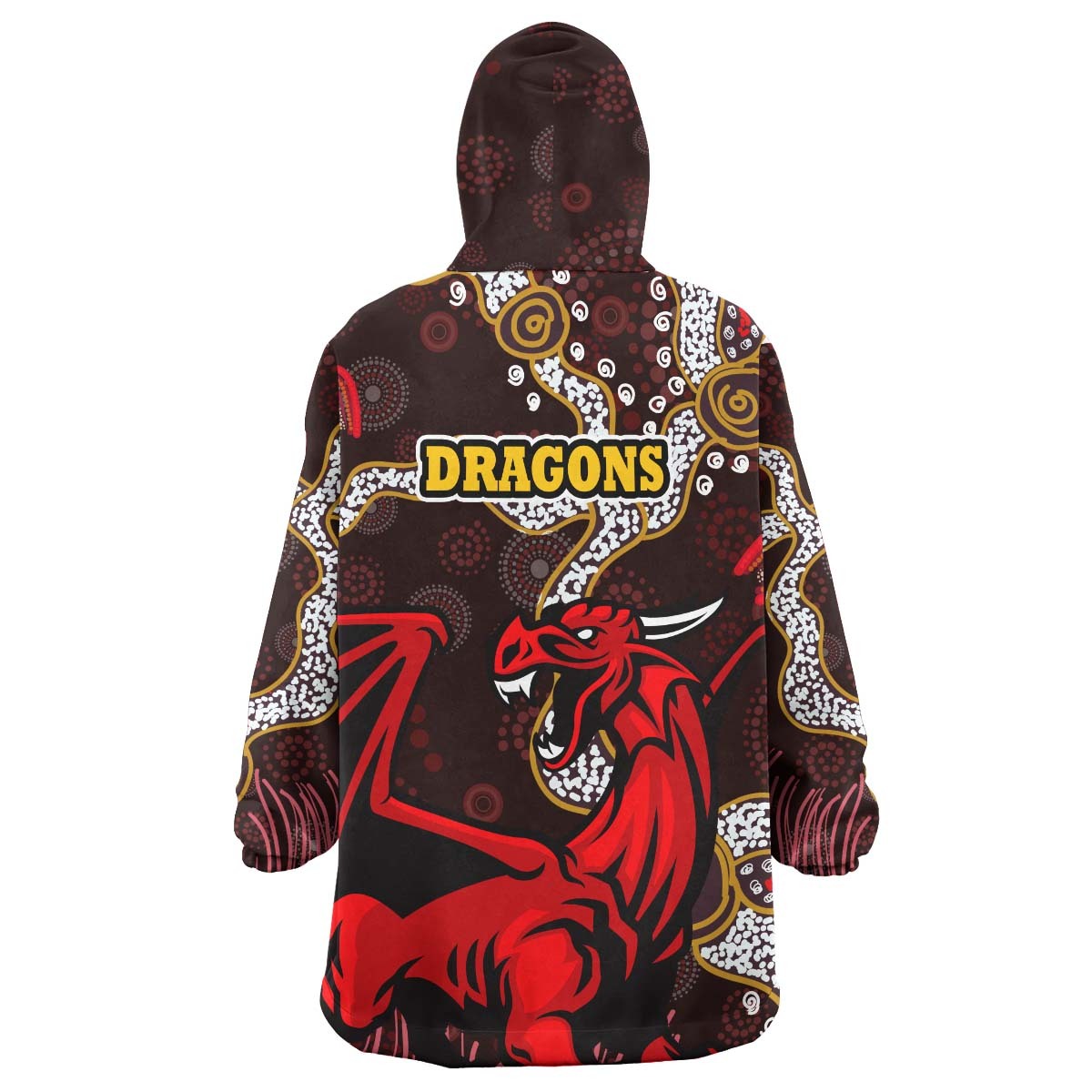 St.George Rugby Snug Hoodie - Custom Dragons with Rugby Ball and Knight Contemporary Style of Aboriginal Wearable Blanket Hoodie RLT14 - Vibe Hoodie Shop