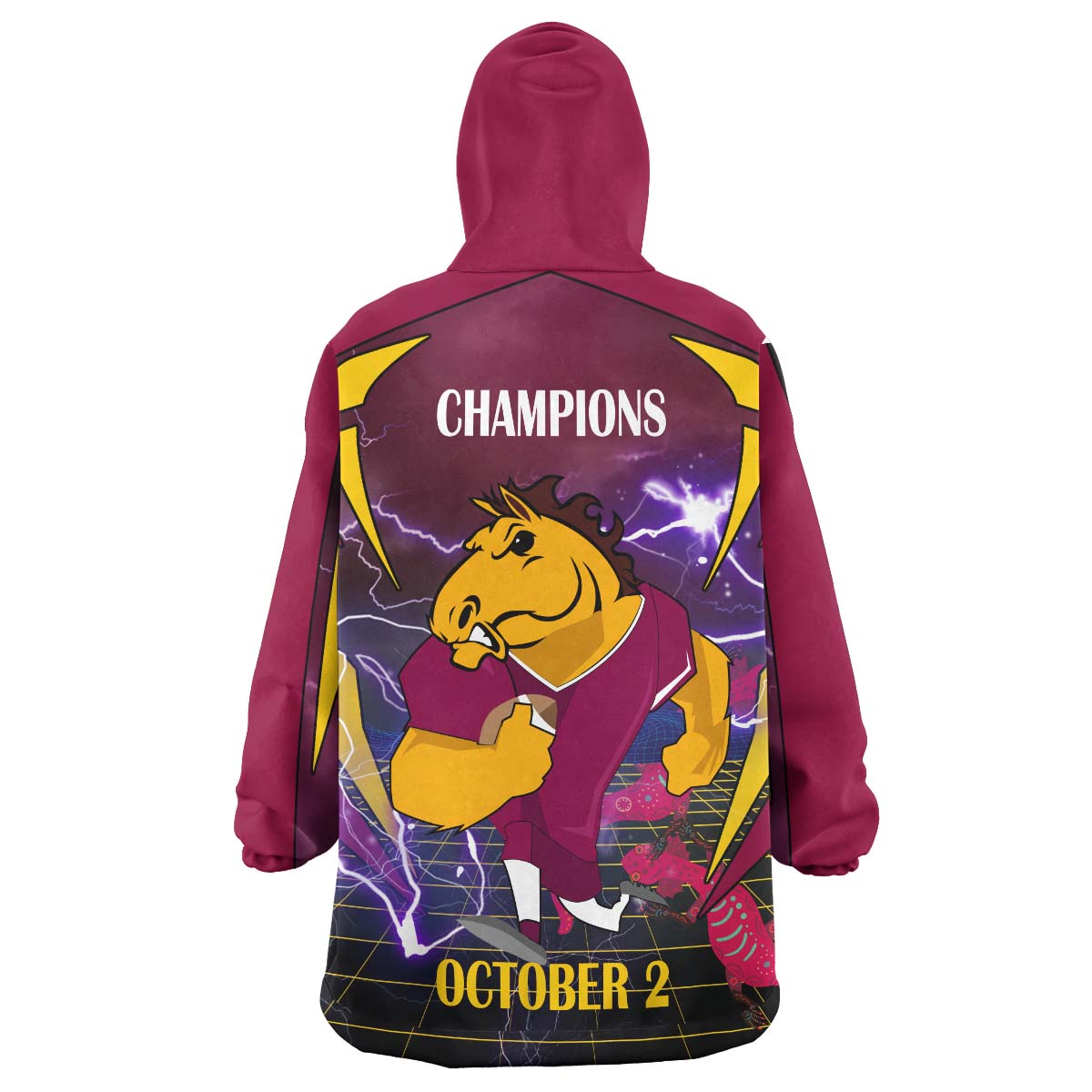 Broncos Rugby Snug Hoodie - Custom Final Series Champions Broncos Rugby League Player And Number Wearable Blanket Hoodie - Vibe Hoodie Shop