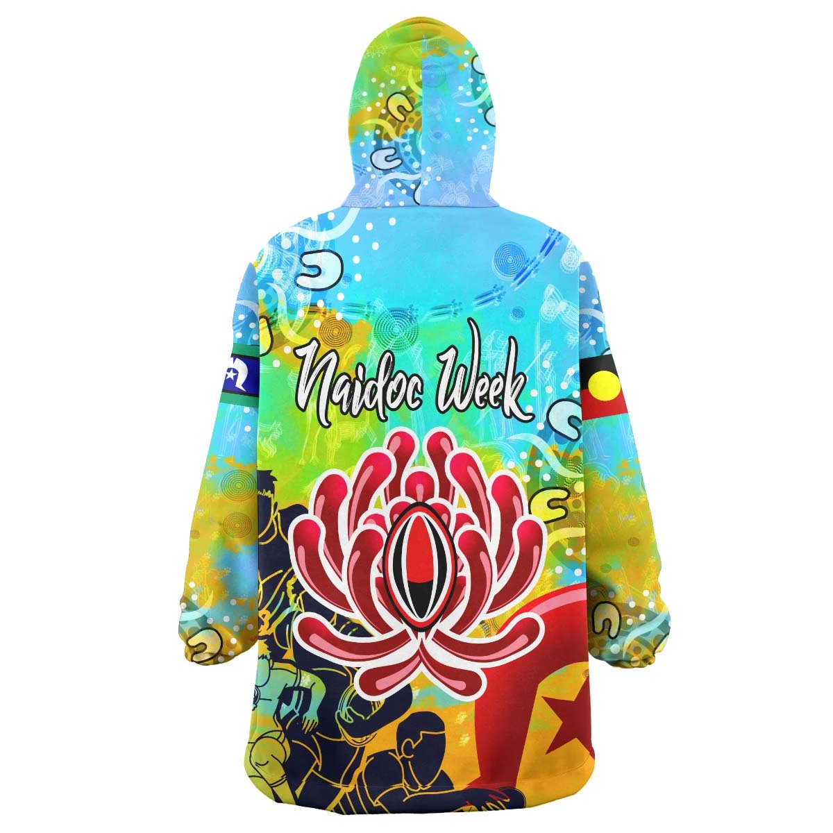 Waratahs Rugby Naidoc Week Snug Hoodie - Custom Waratahs Naidoc Week with Aboriginal "Get up! Stand up! Show up!" Wearable Blanket Hoodie RLT14 - Vibe Hoodie Shop