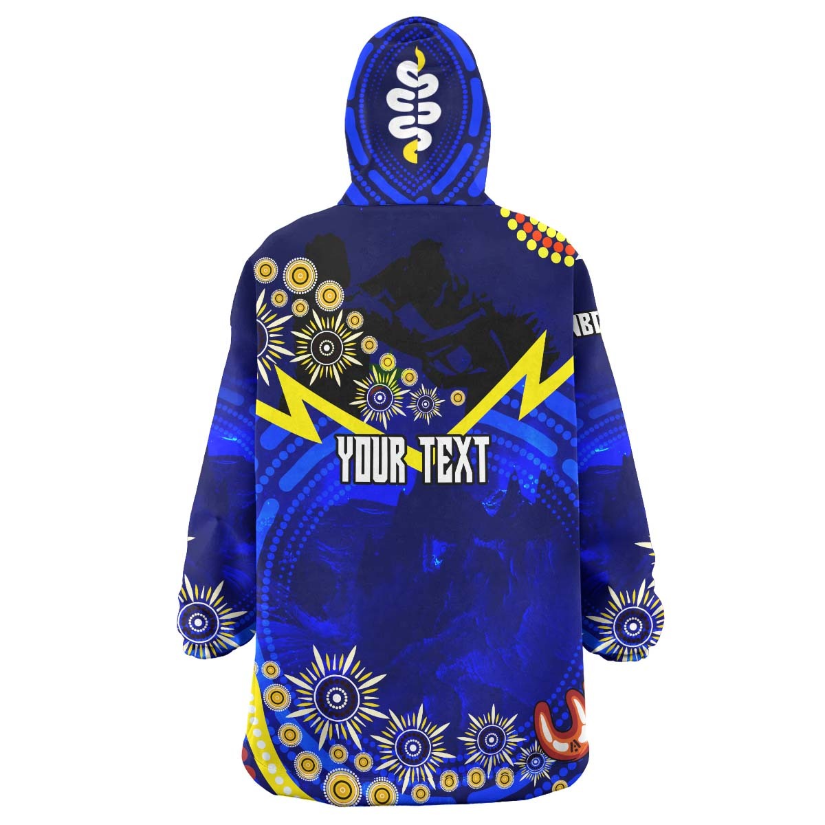 Cowboys Rugby Snug Hoodie - Custom Cowboys Bulls with Aboriginal Dot Painting Player And Number Wearable Blanket Hoodie RLT14 - Vibe Hoodie Shop