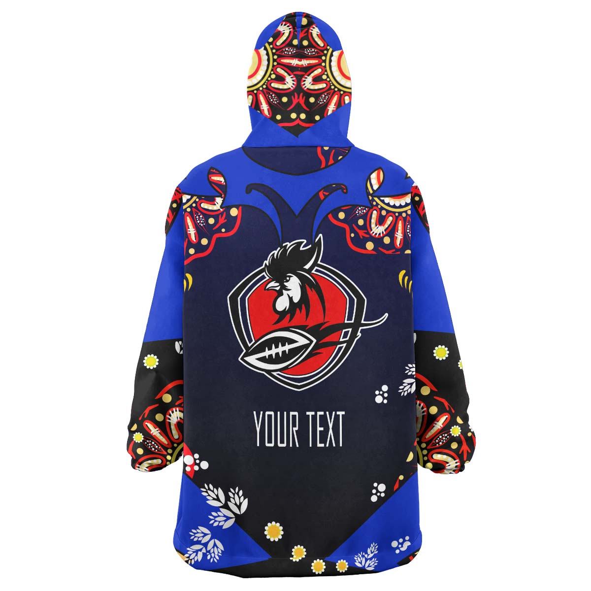 Roosters Rugby Snug Hoodie - Custom Personalised Roosters "Easts To The Championship" Aboriginal Player And Number Hoodie - Vibe Hoodie Shop