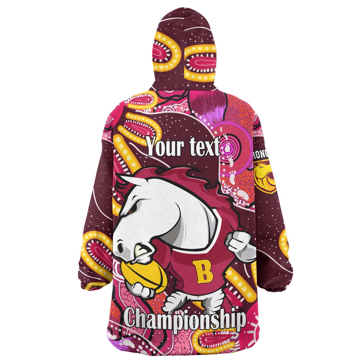 NRLW Broncos Rugby Snug Hoodie - Custom Broncos Rugby Aboriginal Dot Painting Player And Number Woman Wearable Blanket Hoodie - Vibe Hoodie Shop