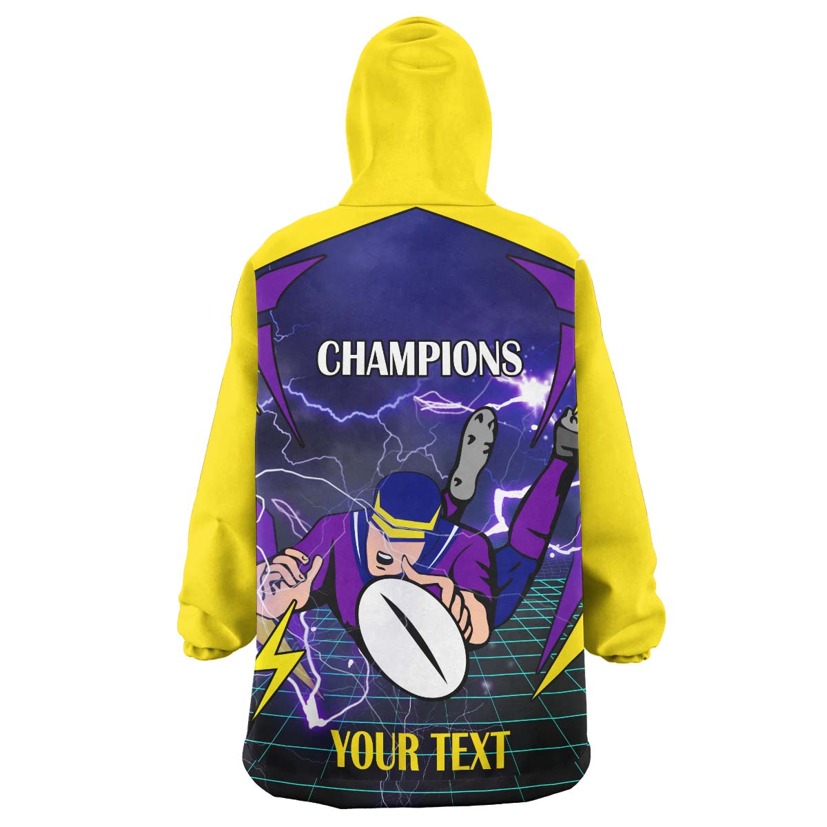 Storm Rugby Snug Hoodie - Custom Final Series Champions Storm Rugby League Player And Number Wearable Blanket Hoodie - Vibe Hoodie Shop