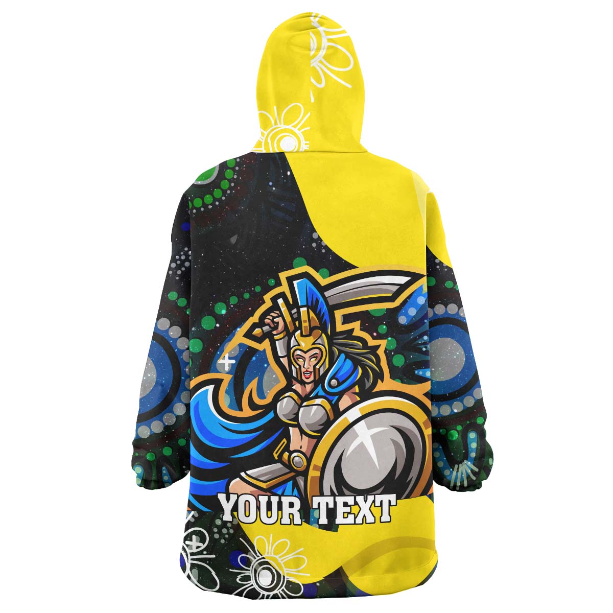 NRLW Titans Rugby Snug Hoodie - Custom Titans Rugby Aboriginal Dot Painting Player And Number Woman Wearable Blanket Hoodie - Vibe Hoodie Shop