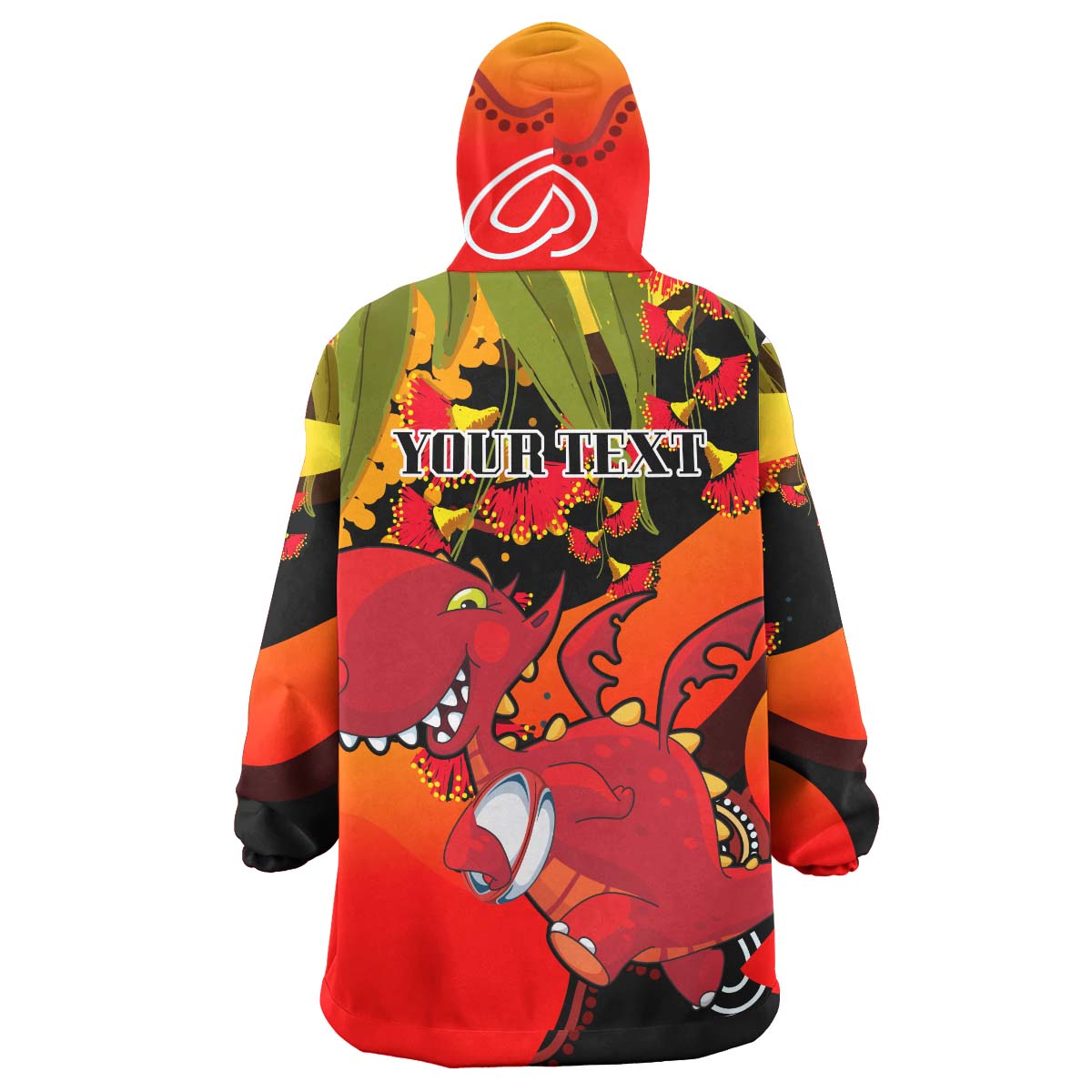 NRLW St.George Rugby Snug Hoodie - Custom Cute Dragons with Aboriginal Dot Painting Style Player And Number Woman Wearable Blanket Hoodie - Vibe Hoodie Shop