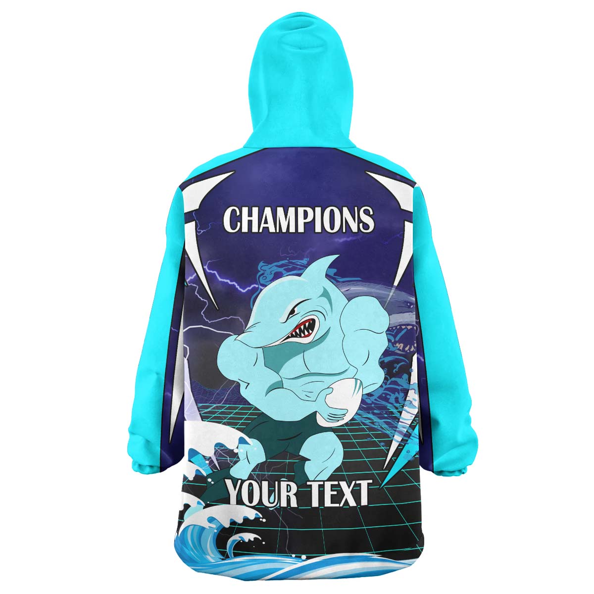 Sharks Rugby Snug Hoodie - Custom Final Series Champions Sharks Rugby League Player And Number Wearable Blanket Hoodie - Vibe Hoodie Shop
