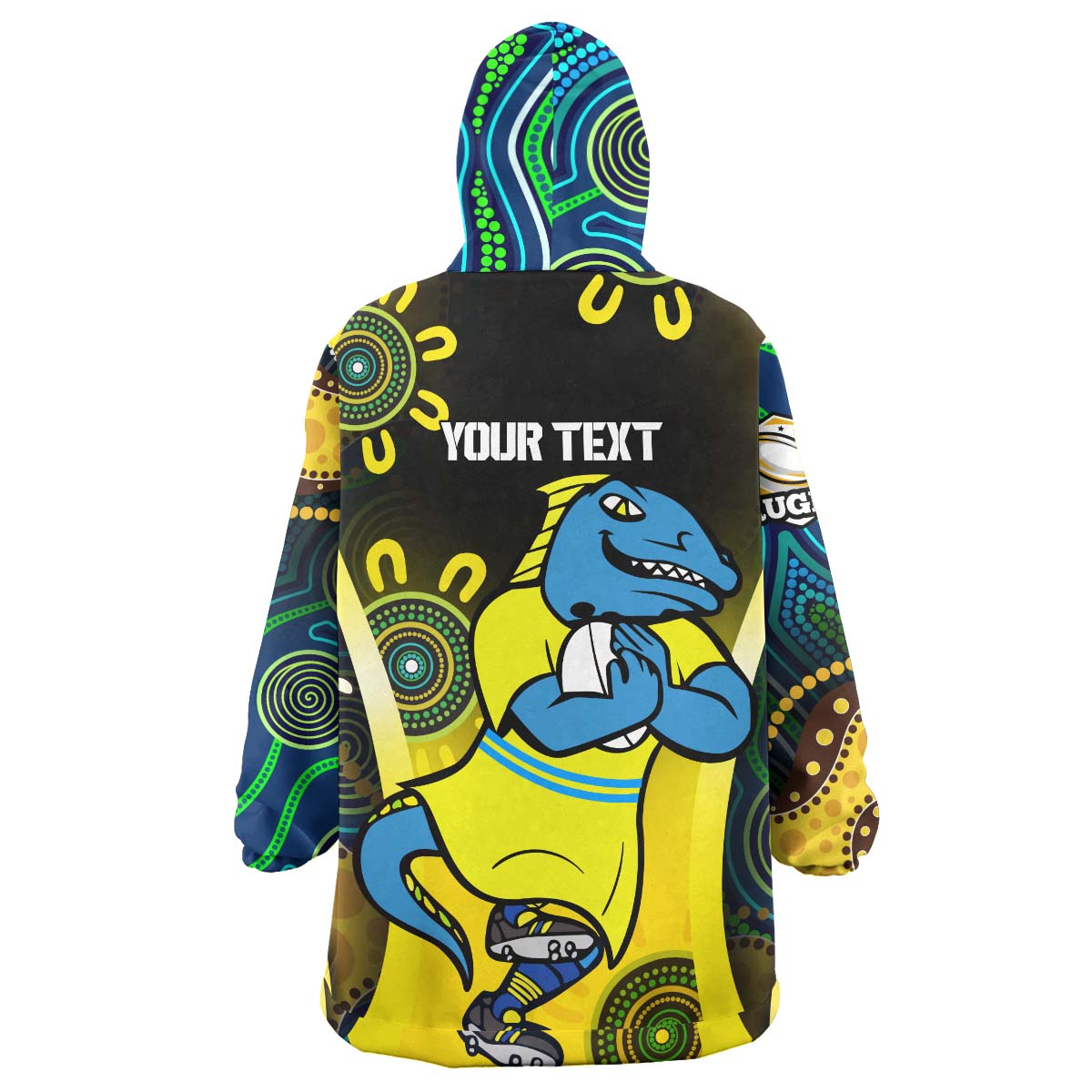 NRLW Eels Rugby Snug Hoodie - Custom Eels Women's Rugby League with Aboriginal Dot Painting Player And Number Wearable Blanket Hoodie - Vibe Hoodie Shop