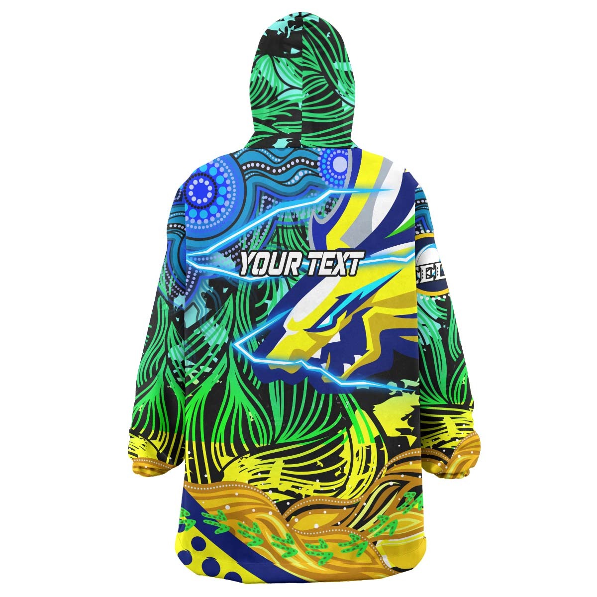 Eels Rugby Snug Hoodie - Custom Paramata Electric Eels with Aboriginal Dot Painting Player And Number Wearable Blanket Hoodie RLT14 - Vibe Hoodie Shop