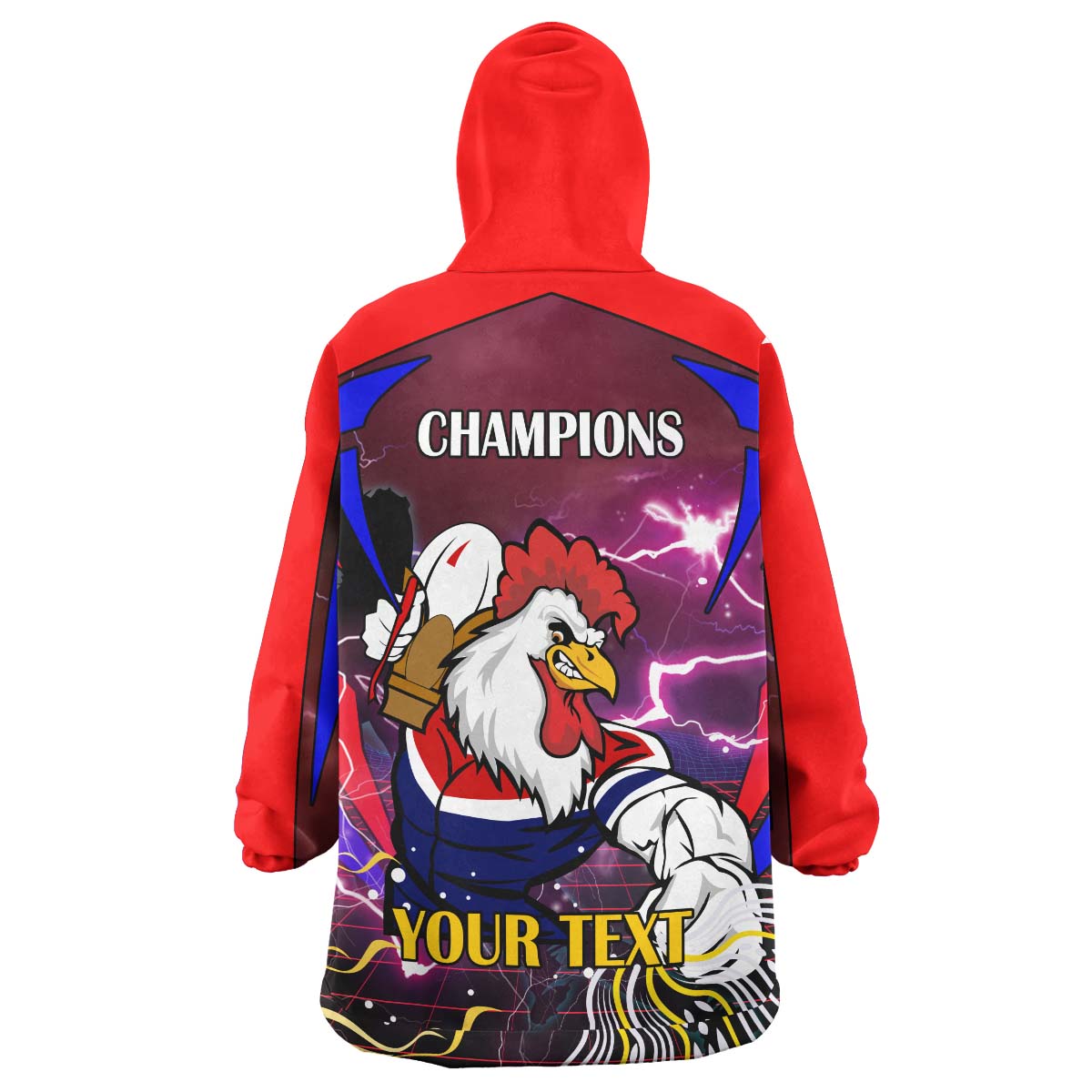 Roosters Rugby Snug Hoodie - Custom Final Series Champions Roosters Rugby League Player And Number Wearable Blanket Hoodie - Vibe Hoodie Shop
