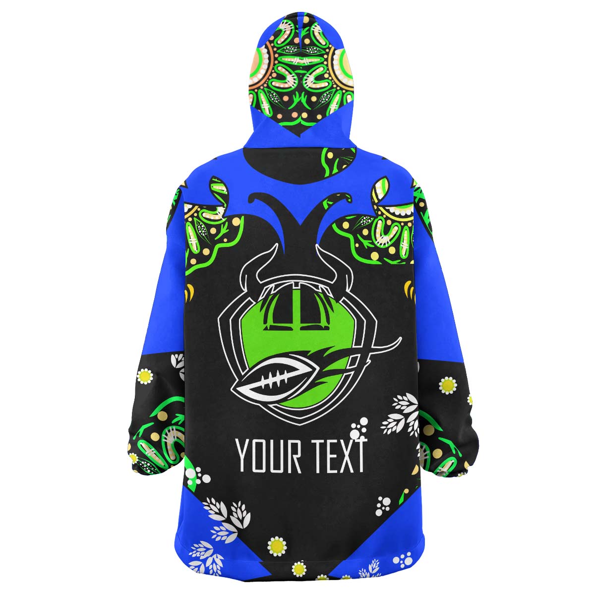 Raiders Rugby Snug Hoodie - Custom Personalised Raiders with Aboriginal Culture League Rugby Team Player And Number Wearable Blanket Hoodie - Vibe Hoodie Shop