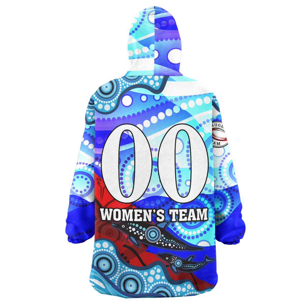 NRLW Knights Rugby Snug Hoodie - Custom Woman Knights with Aboriginal Dot Painting Style Player And Number Woman Wearable Blanket Hoodie - Vibe Hoodie Shop