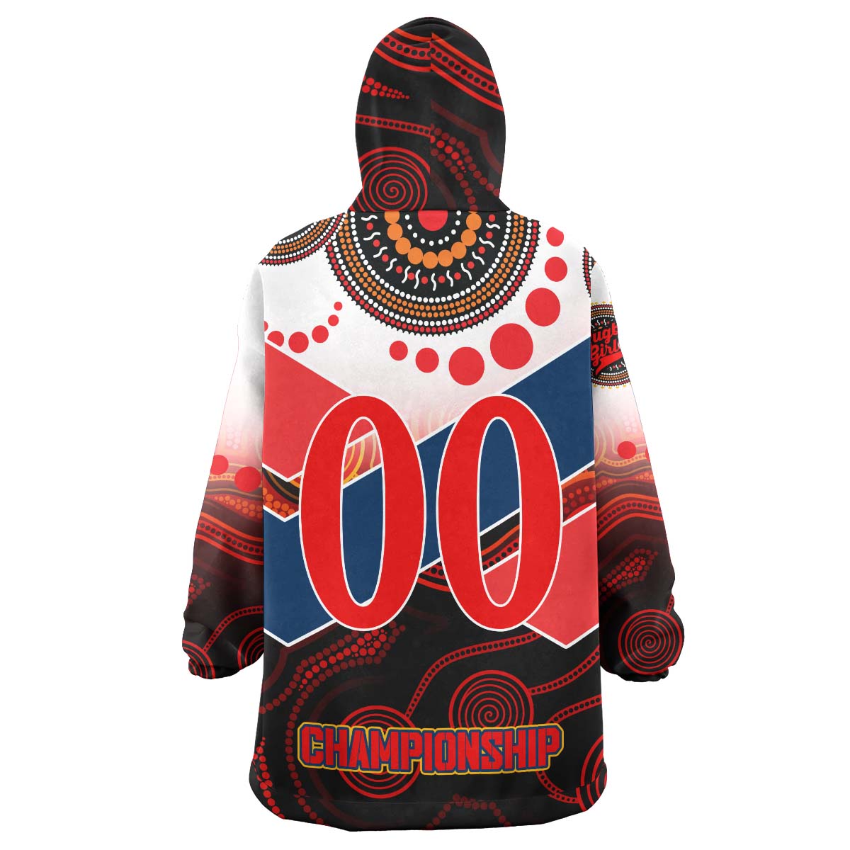 NRLW Roosters Rugby Snug Hoodie - Custom Women's Rugby League with Aboriginal Dot Painting Style Player And Number Wearable Blanket Hoodie - Vibe Hoodie Shop