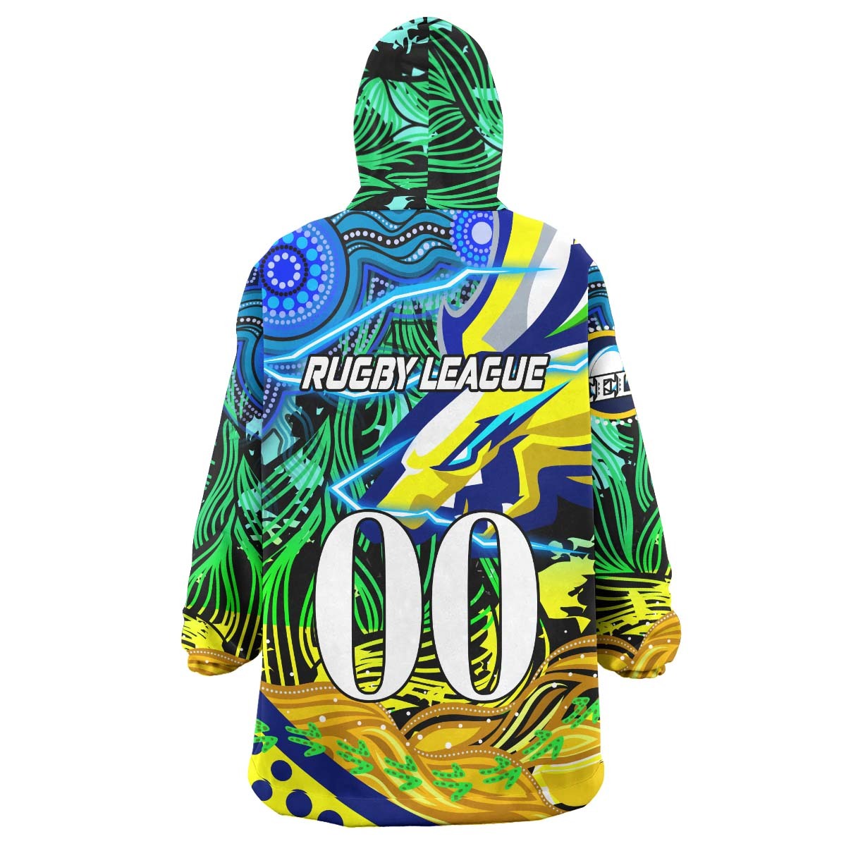 Eels Rugby Snug Hoodie - Custom Paramata Electric Eels with Aboriginal Dot Painting Player And Number Wearable Blanket Hoodie RLT14 - Vibe Hoodie Shop
