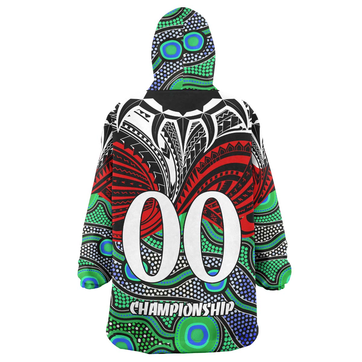 Warriors Rugby Snug Hoodie - Custom Maori Mask Warriors with Polynesian Pattern Player And Number Wearable Blanket Hoodie - Vibe Hoodie Shop