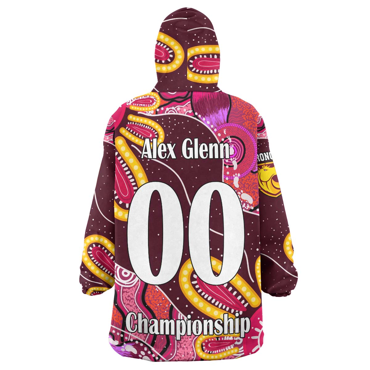 NRLW Broncos Rugby Snug Hoodie - Custom Broncos Rugby Aboriginal Dot Painting Player And Number Woman Wearable Blanket Hoodie - Vibe Hoodie Shop