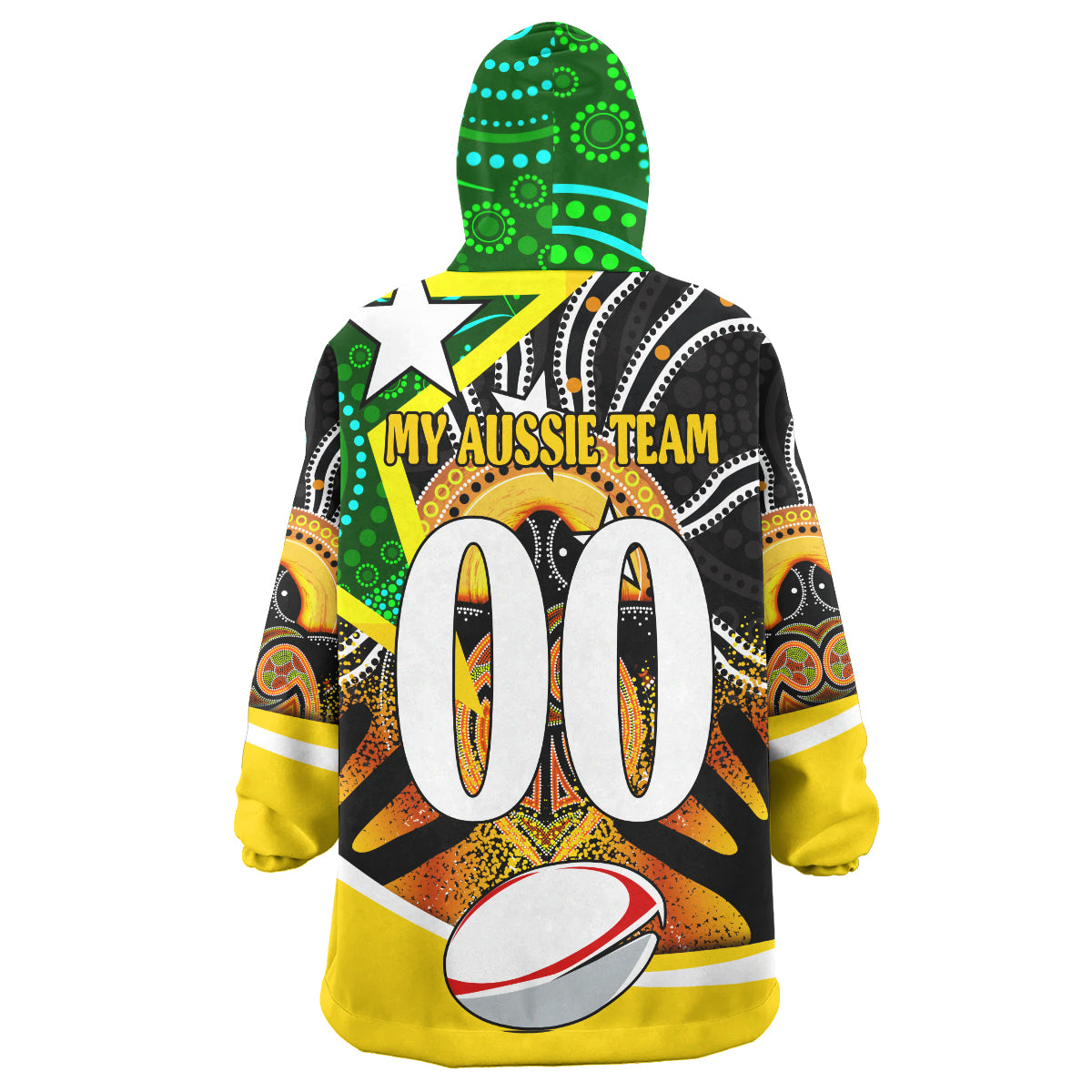 Kangaroos Rugby Snug Hoodie - Custom Kangraroo Australian Rugby League GO THE ROOS! Indigenous Wearable Blanket Hoodie - Vibe Hoodie Shop