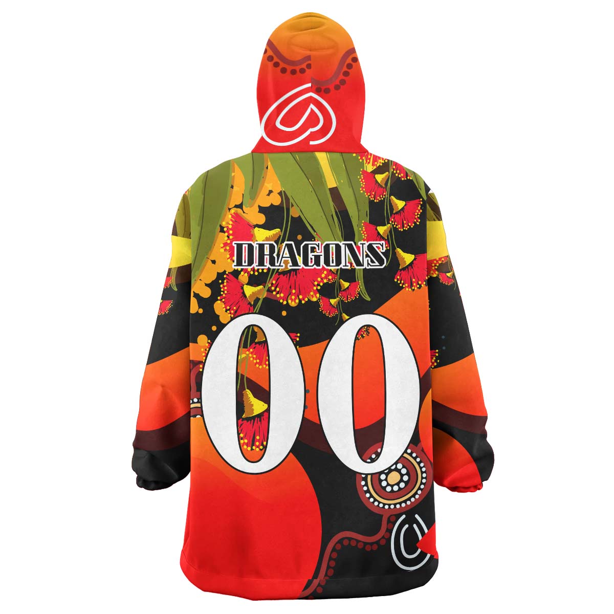 NRLW St.George Rugby Snug Hoodie - Custom Cute Dragons with Aboriginal Dot Painting Style Player And Number Woman Wearable Blanket Hoodie - Vibe Hoodie Shop