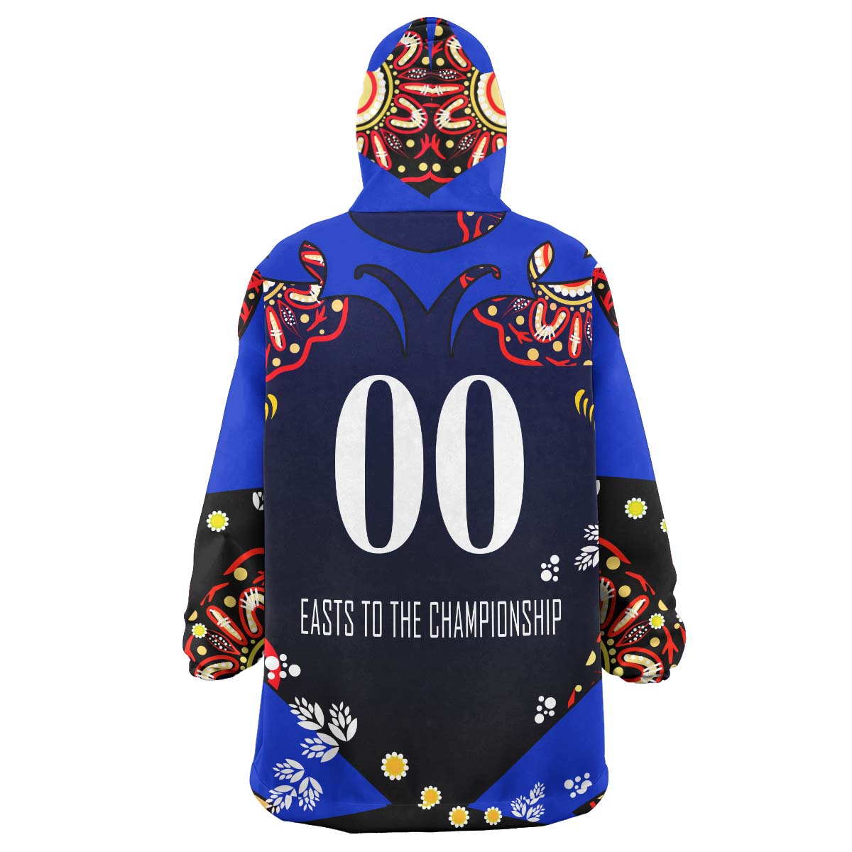 Roosters Rugby Snug Hoodie - Custom Personalised Roosters "Easts To The Championship" Aboriginal Player And Number Hoodie - Vibe Hoodie Shop
