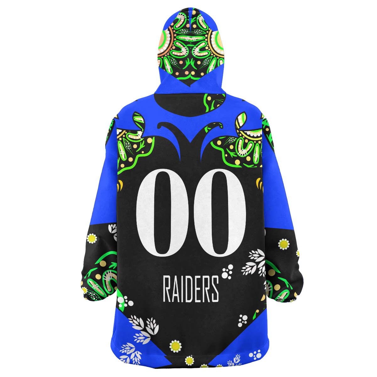 Raiders Rugby Snug Hoodie - Custom Personalised Raiders with Aboriginal Culture League Rugby Team Player And Number Wearable Blanket Hoodie - Vibe Hoodie Shop