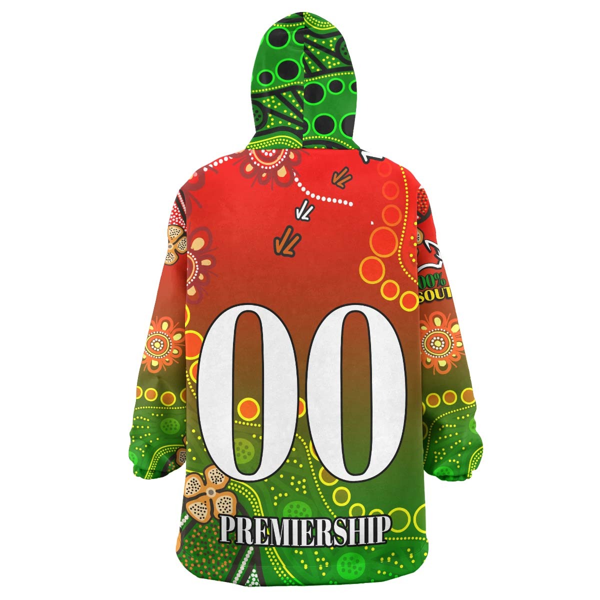 Rabbitohs Rugby Snug Hoodie - Custom 100% South Rabbitohs Premiership Rugby with Aboriginal Culture Player And Number Wearable Blanket Hoodie RLT14 - Vibe Hoodie Shop