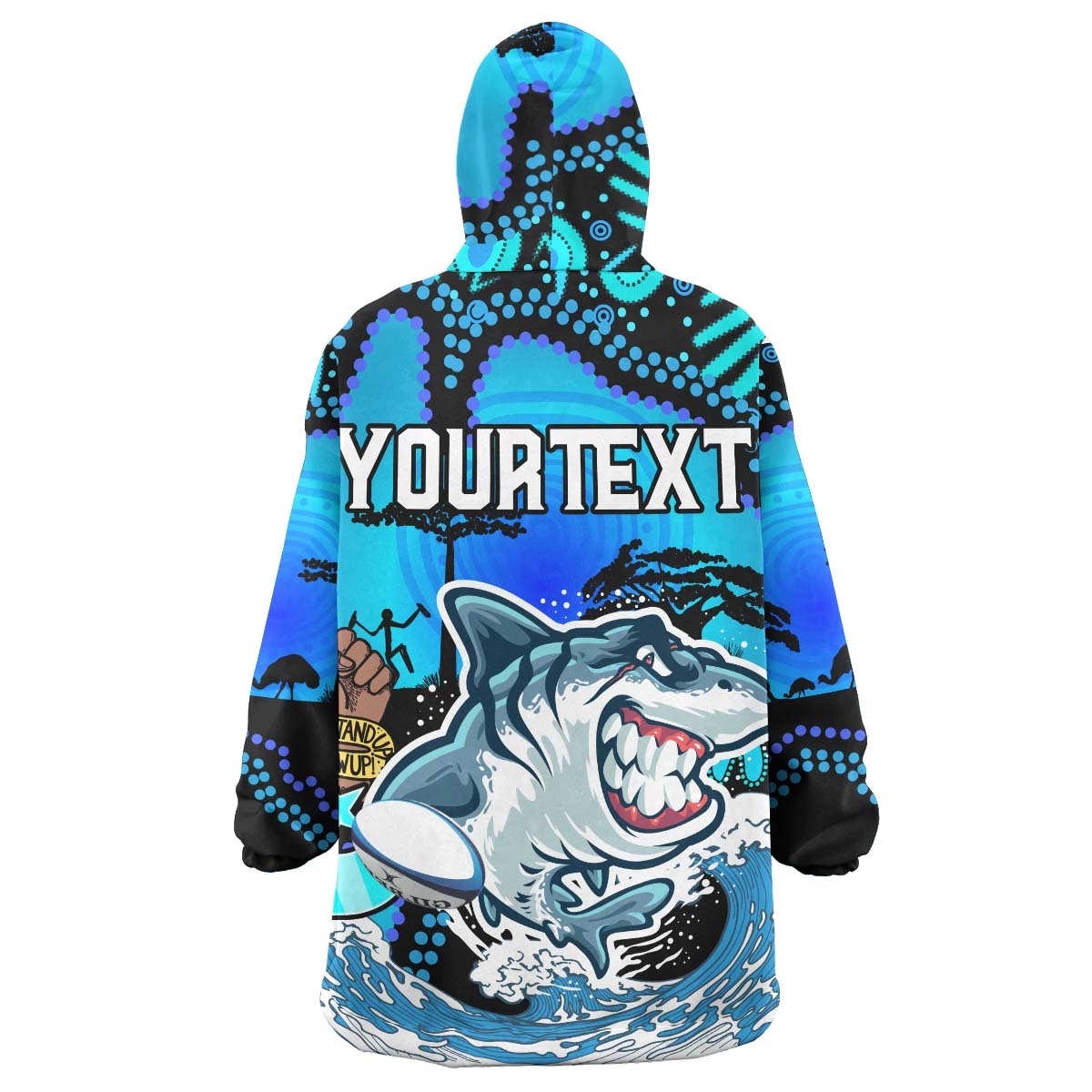 Sharks Rugby Snug Hoodie - Custom Naidoc Sharks No Rules Zone Rugby Ball Torres Strait with Aboriginal Culture Wearable Blanket Hoodie RLT14 - Vibe Hoodie Shop