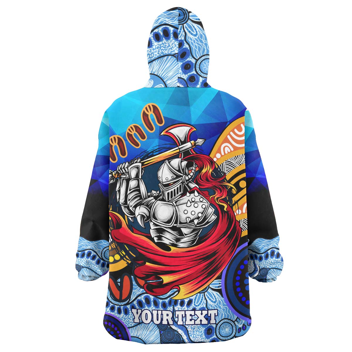 Knights Rugby Snug Hoodie - Custom Knights with Low Poly and Aboriginal Dot Painting Art Wearable Blanket Hoodie - Vibe Hoodie Shop