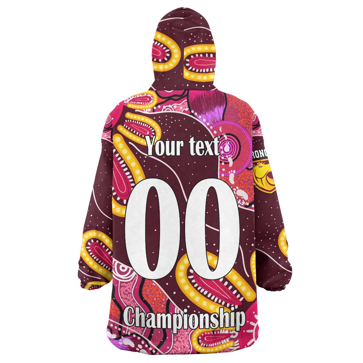 NRLW Broncos Rugby Snug Hoodie - Custom Broncos Rugby Aboriginal Dot Painting Player And Number Woman Wearable Blanket Hoodie - Vibe Hoodie Shop