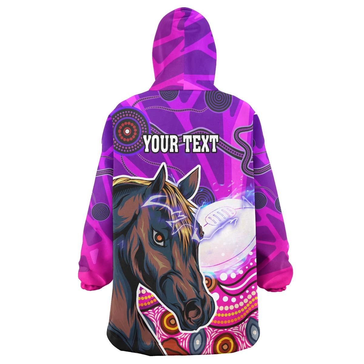 Broncos Rugby Snug Hoodie - Custom Low Poly Aboriginal Horse Dot Painting Wearable Blanket Hoodie RLT14 - Vibe Hoodie Shop