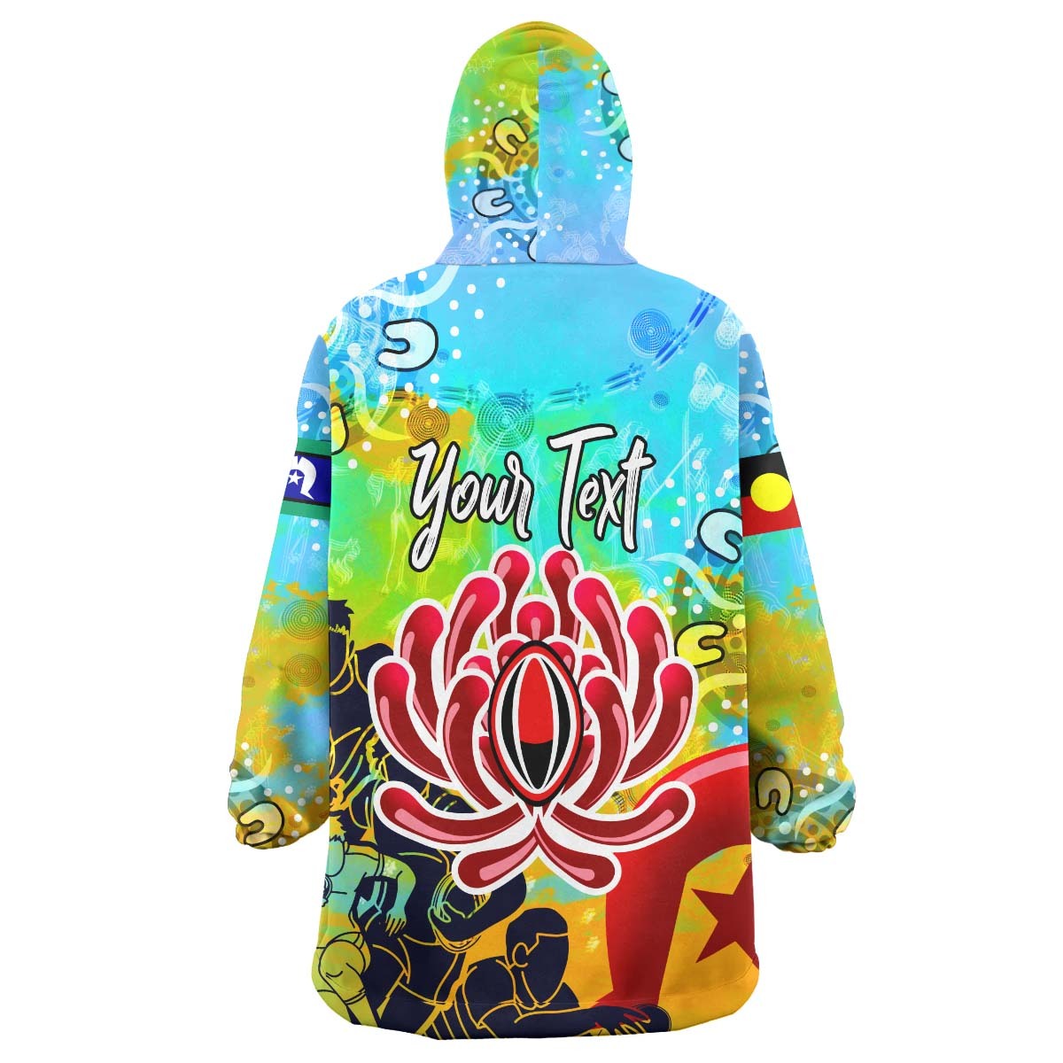 Waratahs Rugby Naidoc Week Snug Hoodie - Custom Waratahs Naidoc Week with Aboriginal "Get up! Stand up! Show up!" Wearable Blanket Hoodie RLT14 - Vibe Hoodie Shop