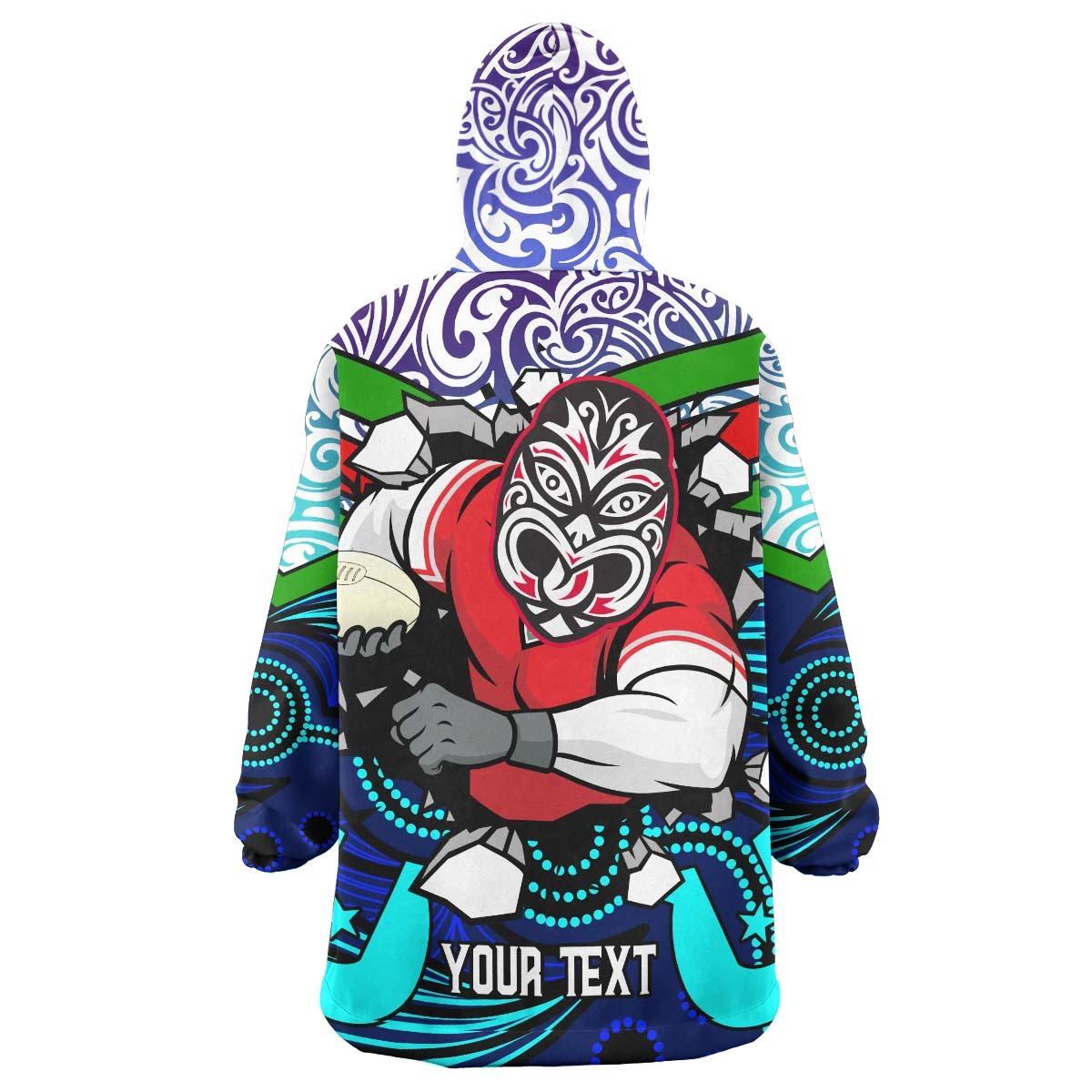 Warrior Rugby Snug Hoodie - Custom Naidoc Week Celebrations Maori Pattern with Torres Strait and Aboriginal Style Wearable Blanket Hoodie RLT14 - Vibe Hoodie Shop