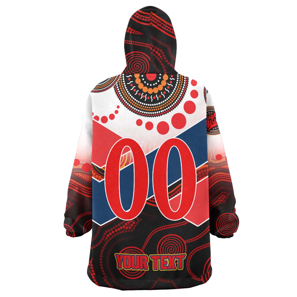 NRLW Roosters Rugby Snug Hoodie - Custom Women's Rugby League with Aboriginal Dot Painting Style Player And Number Wearable Blanket Hoodie - Vibe Hoodie Shop