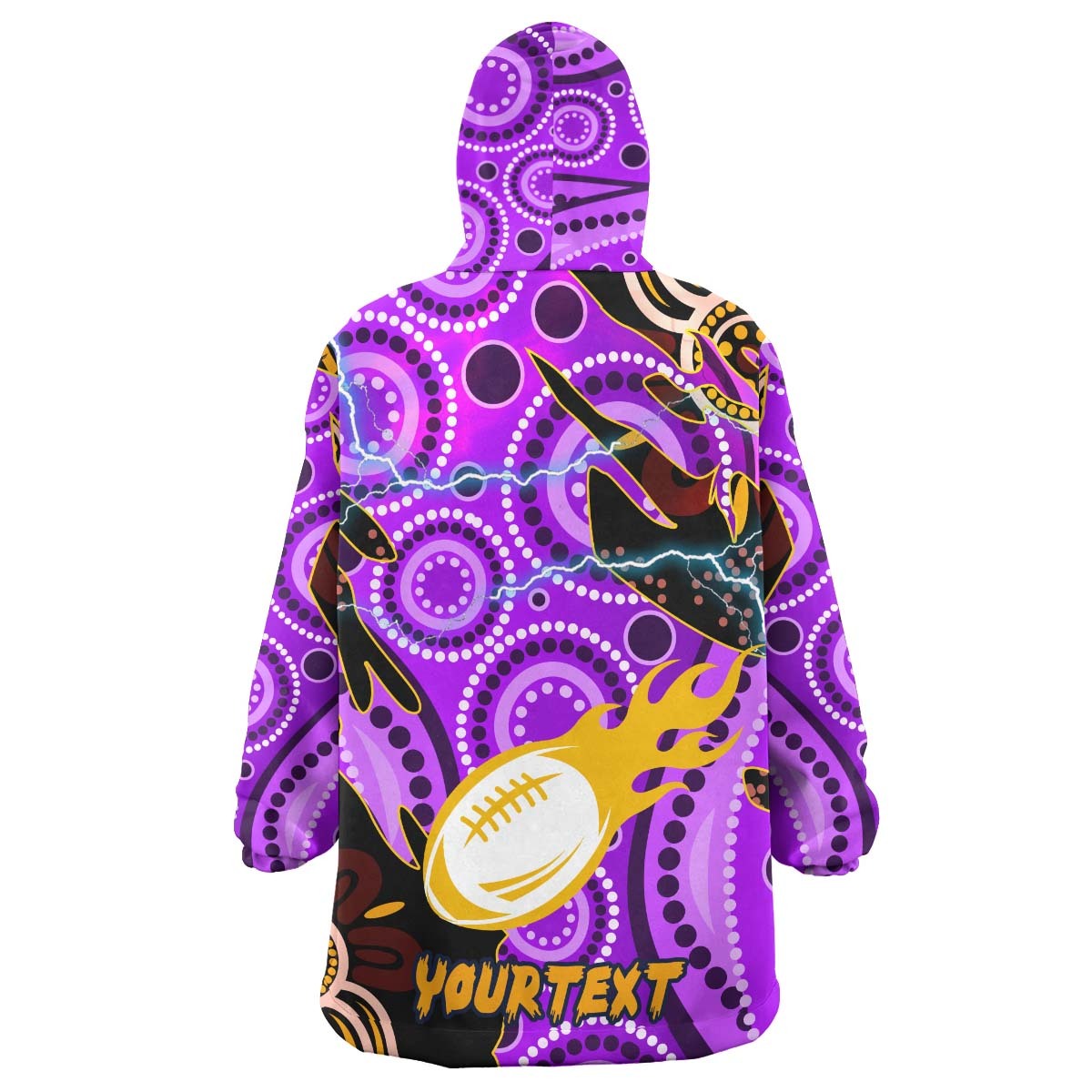 Storm Rugby Snug Hoodie - Custom Melbourne Storm Rugby Team with Aboriginal Dot Painting and Indigenous Pattern Wearable Blanket Hoodie RLT14 - Vibe Hoodie Shop