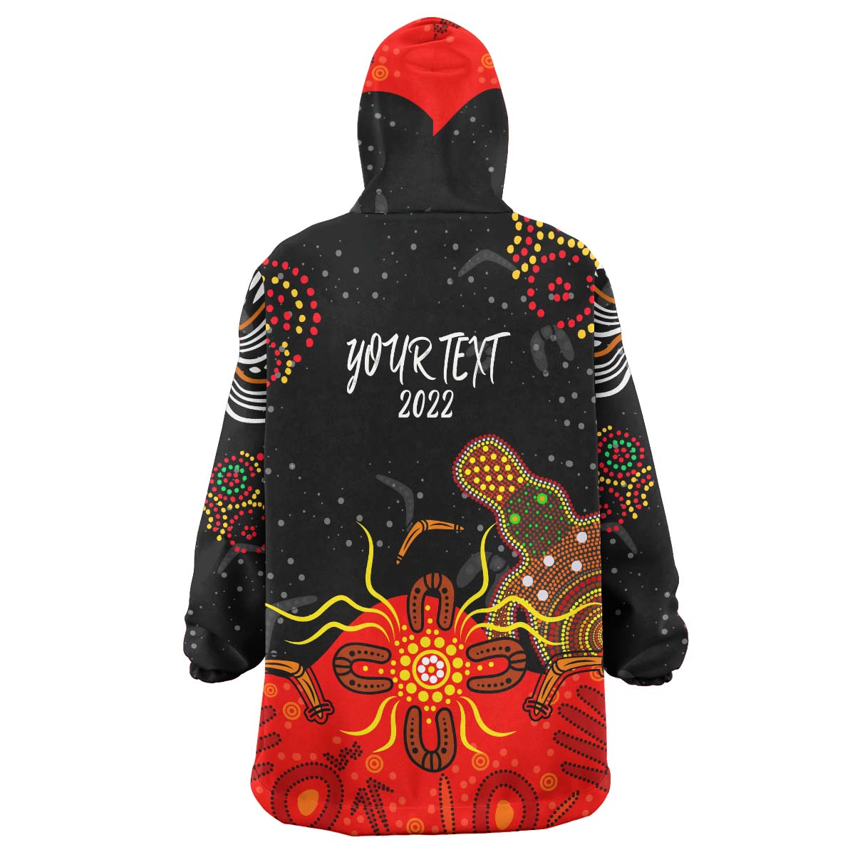 Australia NAIDOC Week 2023 Wearable Blanket Hoodie - Custom Naidoc with Australia Flag and Aboriginal Inspired Dot Pattern Wearable Blanket Hoodie - Vibe Hoodie Shop