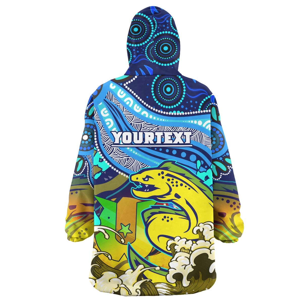 Eels Rugby Snug Hoodie - Custom Paramata Eels Naidoc Week Celebrations "Get up! Stand up! Show up!" with Aboriginal Patterns Wearable Blanket Hoodie RLT14 - Vibe Hoodie Shop
